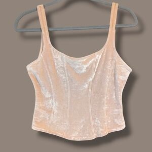 Cosabella Vintage Pastel Cream Velvet Corset Cami Tank Top Coquette